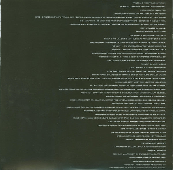 Prince And The Revolution : Parade (LP, Album, RE, RP, Gat)