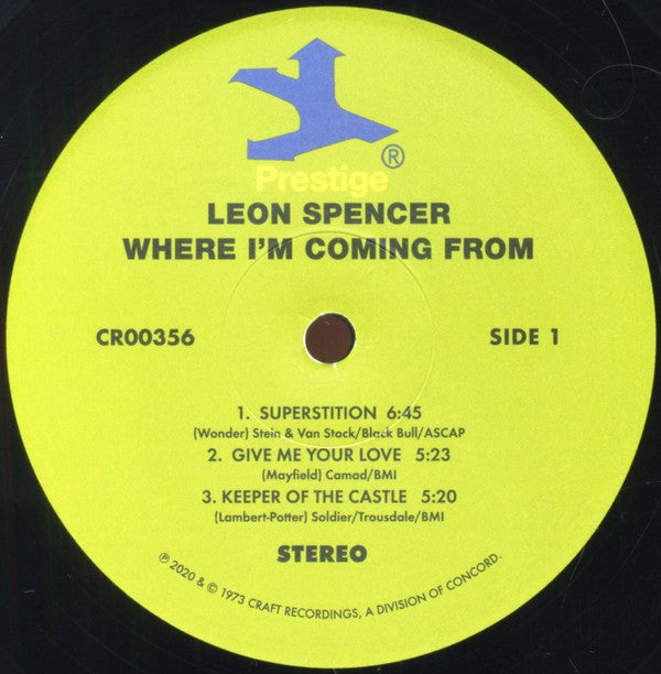 Leon Spencer* : Where I'm Coming From (LP, Album, RE, RP, 180)