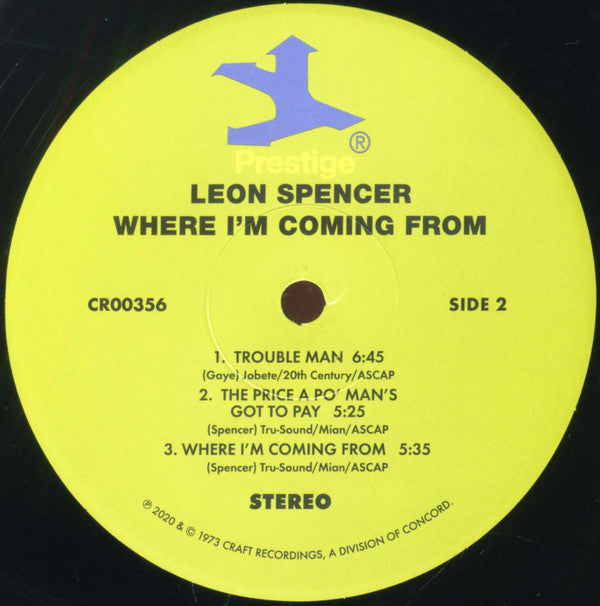 Leon Spencer* : Where I'm Coming From (LP, Album, RE, RP, 180)