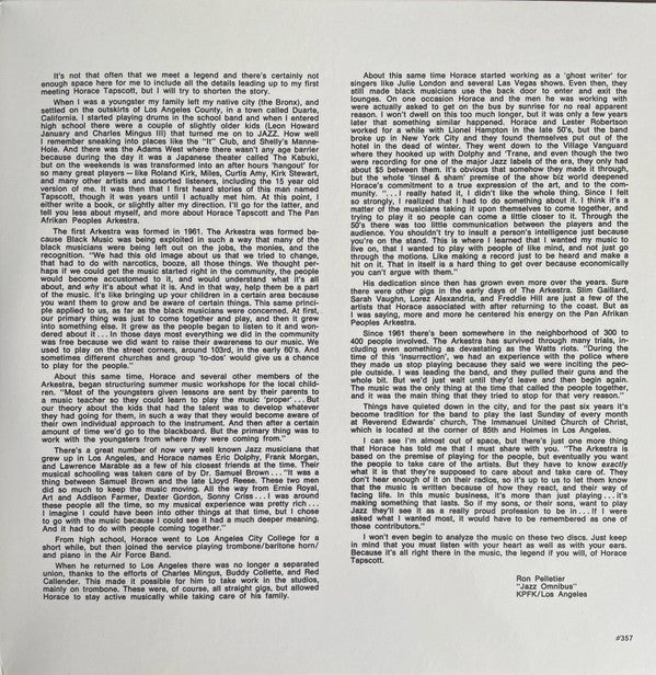 Horace Tapscott With The Pan-Afrikan Peoples Arkestra : Live At I.U.C.C. (2xLP, Album, Ltd, RE, RM)