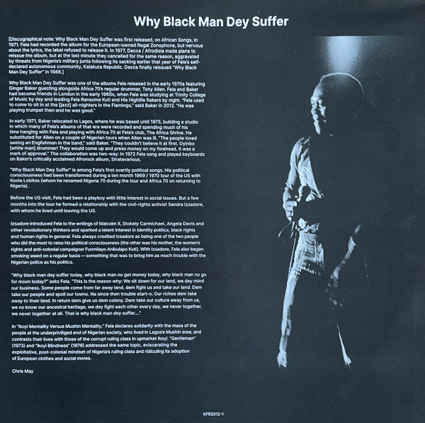 Fela Kuti & Africa 70 With Ginger Baker : Why Black Man Dey Suffer....... (LP, Album, Ltd, RE, Yel)