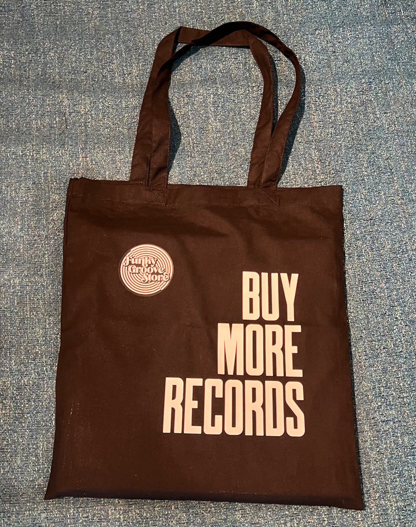 🌀 Funky Groove Store “BUY MORE RECORDS” Tote Bag – Organic Cotton Vinyl Carrier