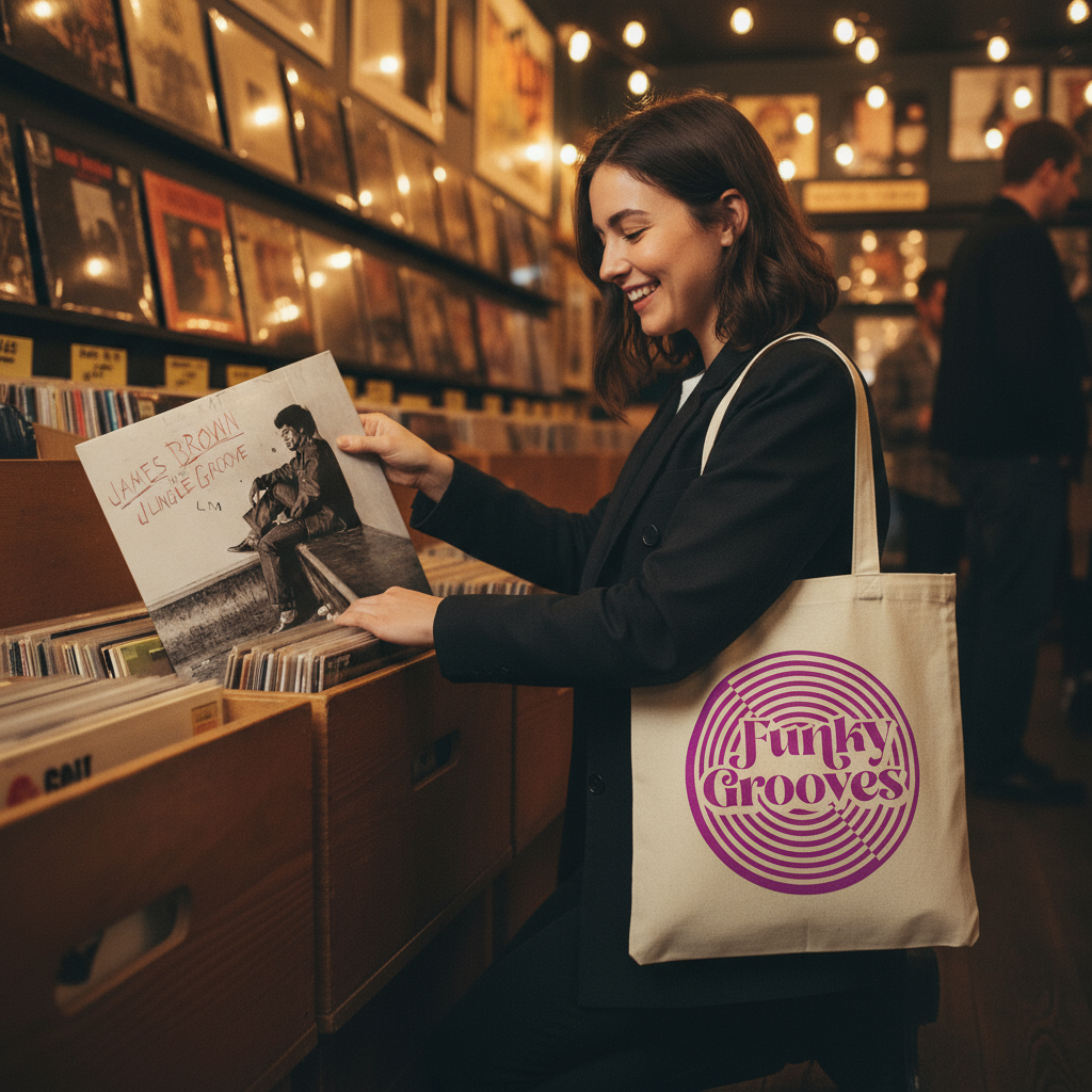 Funky Grooves Canvas Bag - Correct Size and Flat