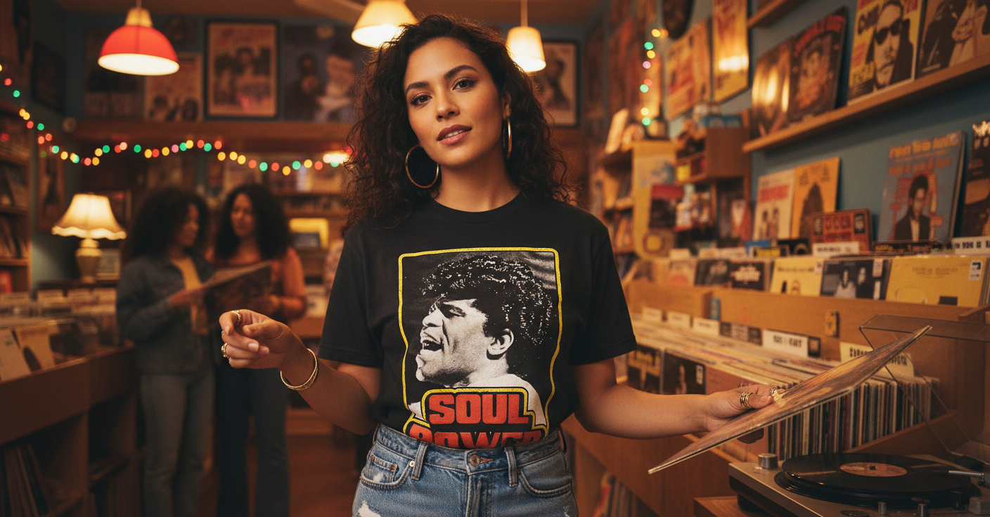 James Brown Soul Power - Latina Woman Lifestyle Ad