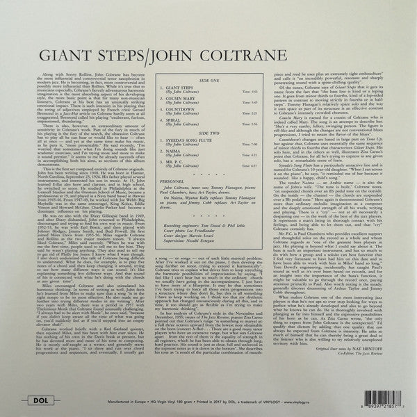 John Coltrane : Giant Steps (LP, Album, RE, 180)