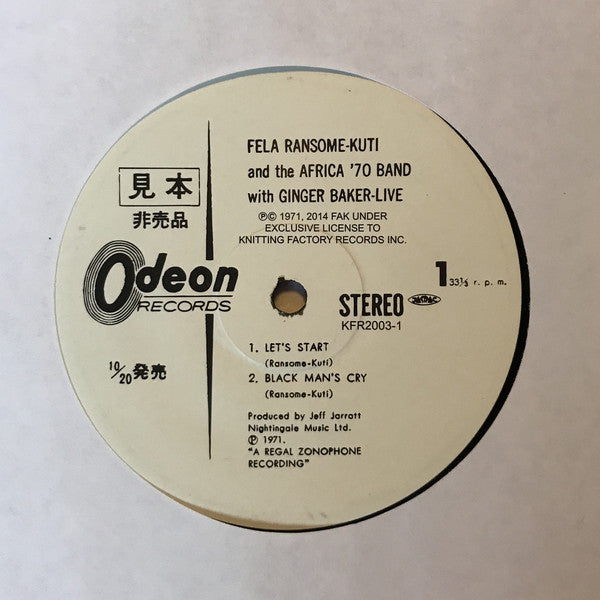 Fela Ransome-Kuti* And The Africa'70* With Ginger Baker : Live! (LP, Album, RE)