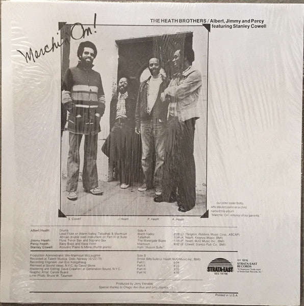 The Heath Brothers / Albert*, Jimmy* And Percy* Featuring Stanley Cowell : Marchin' On! (LP, Album, RE)