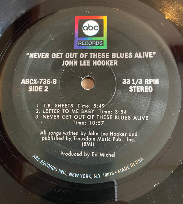 John Lee Hooker : Never Get Out Of These Blues Alive (LP, Album, RE)