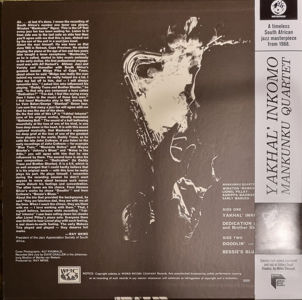 Mankunku Quartet : Yakhal' Inkomo (LP, Album, RE, S/Edition)