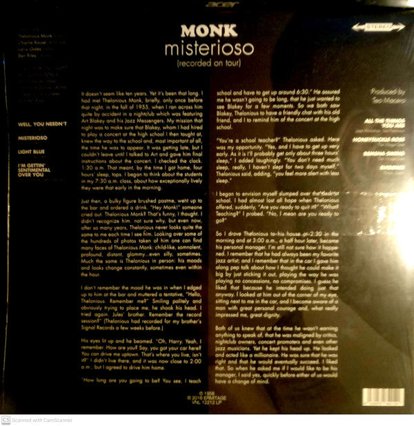 Thelonious Monk : Misterioso (Recorded On Tour) (LP, Album, Ltd, RE, 180)