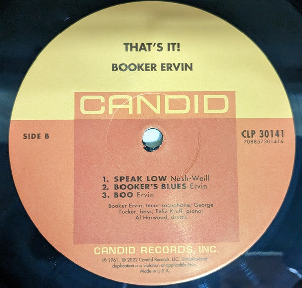 Booker Ervin : That's It! (LP, Album, RE, RM, 180)