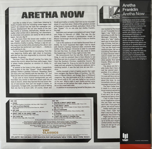 Aretha Franklin : Aretha Now (LP, Album, Mono, Club, RE, RM, RP, 180)