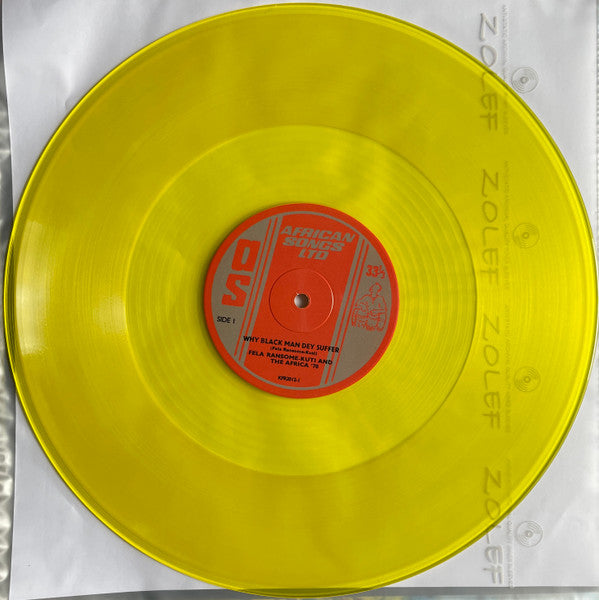 Fela Kuti & Africa 70 With Ginger Baker : Why Black Man Dey Suffer....... (LP, Album, Ltd, RE, Yel)