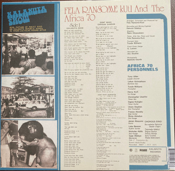Fela* & Africa 70 : Kalakuta Show (LP, Album, Ltd, RE, Blu)