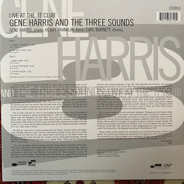 Gene Harris And The Three Sounds : Live At The 'It Club' (LP, Album, RE, 180)