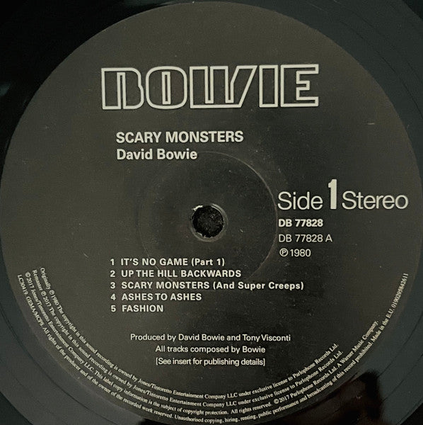 David Bowie : Scary Monsters (LP, Album, RE, RM, RP, 180)