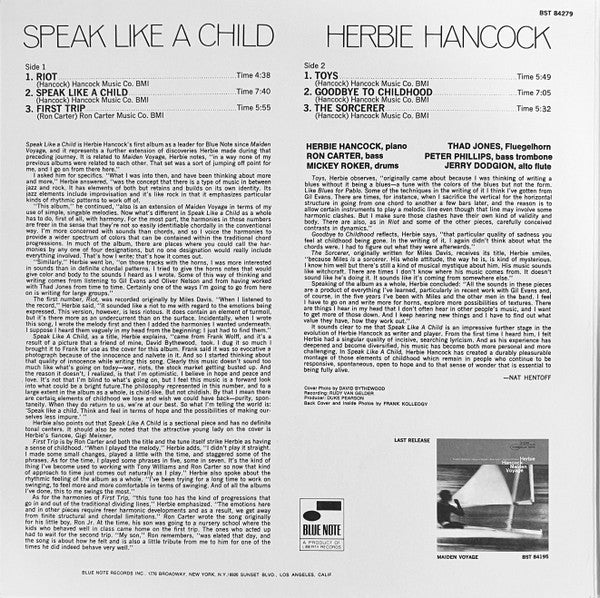 Herbie Hancock : Speak Like A Child (LP, Album, RE, RM, Gat)