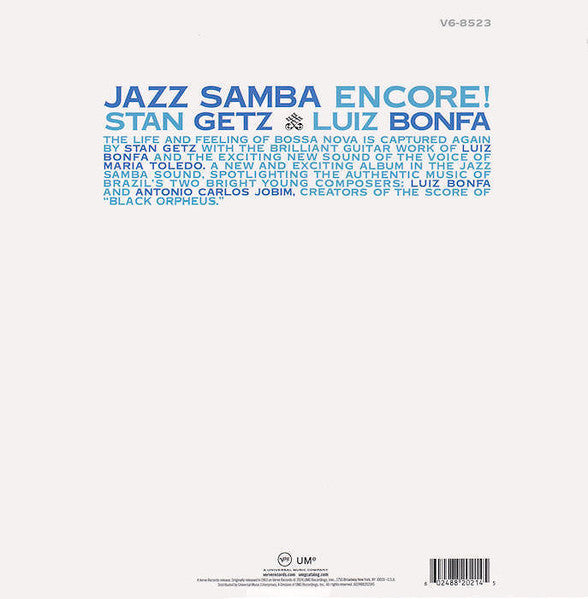 Stan Getz / Luiz Bonfá : Jazz Samba Encore! (LP, Album, RE, RM, 180)