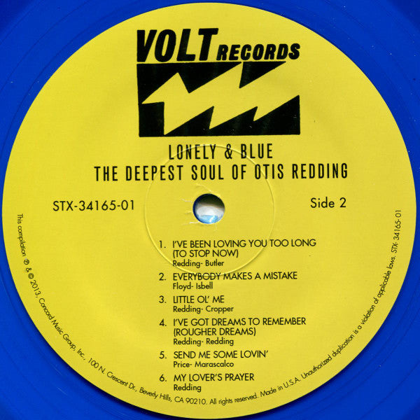 Otis Redding : Lonely & Blue: The Deepest Soul Of Otis Redding (LP, Comp, Blu)