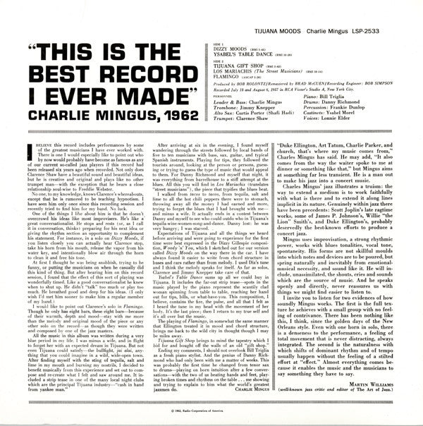Charlie Mingus* : Tijuana Moods (LP, Album, RE, RM, 180)