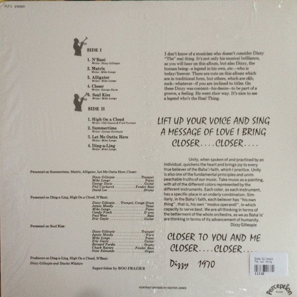 John Birks "Dizzy" Gillespie* Featuring James Moody : The Real Thing (LP, Album, RE)