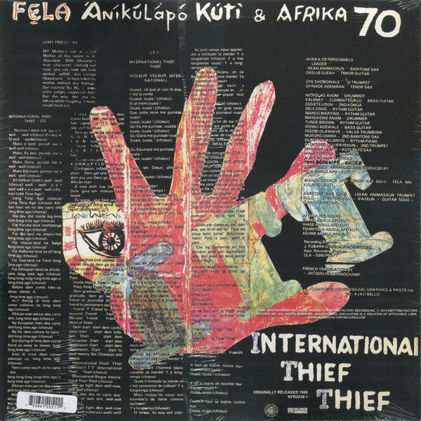 Fela Kuti & Africa 70 : International Thief Thief (I.T.T.) (LP, Album, RE)