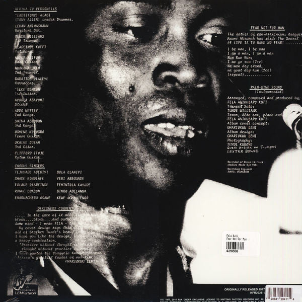 Fẹlá* And Afrika 70* : Fear Not For Man (LP, Album, RE)