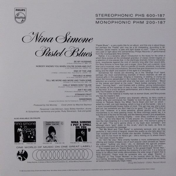 Nina Simone : Pastel Blues (LP, Album, RE)