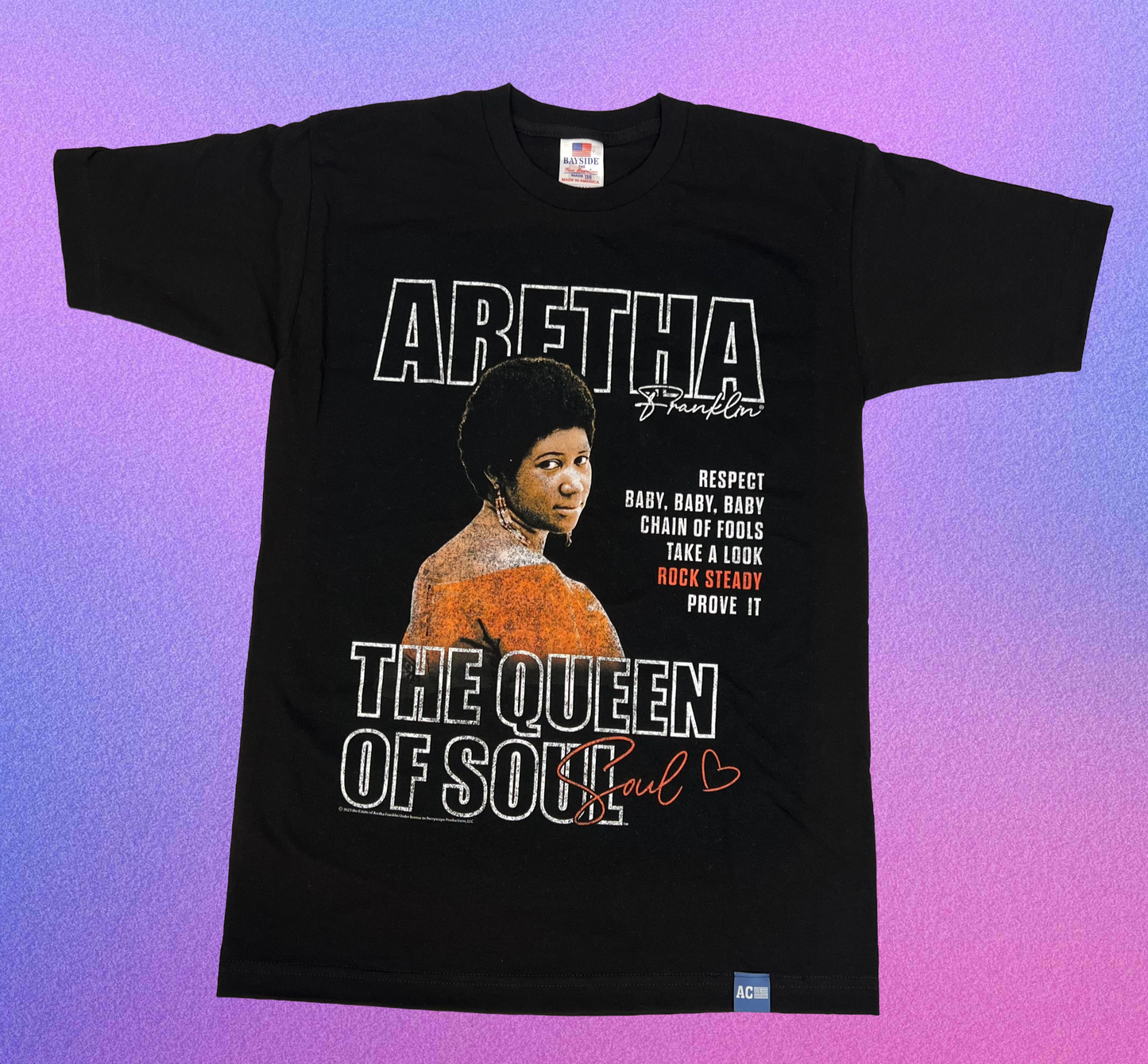 Aretha Franklin “The Queen of Soul” Licensed T-Shirt – Made in USA